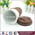 2015 Ceramic double wall coffee cups with suction lid